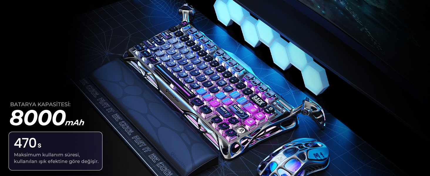GravaStar Mercury K1 Pro+X Kablosuz RGB Işıklı Mekanik Q Gaming